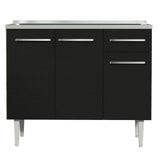 Bajo Mesada con Bacha 105 cm 3 Puertas y 1 Cajón Emilly Marrón/Negro