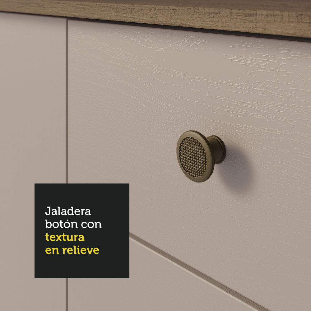 Bajo Mesada para Bacha 105 cm 3 Puertas 2 Cajones (Con Mesada) Marrón/Crema Gourmet Madesa