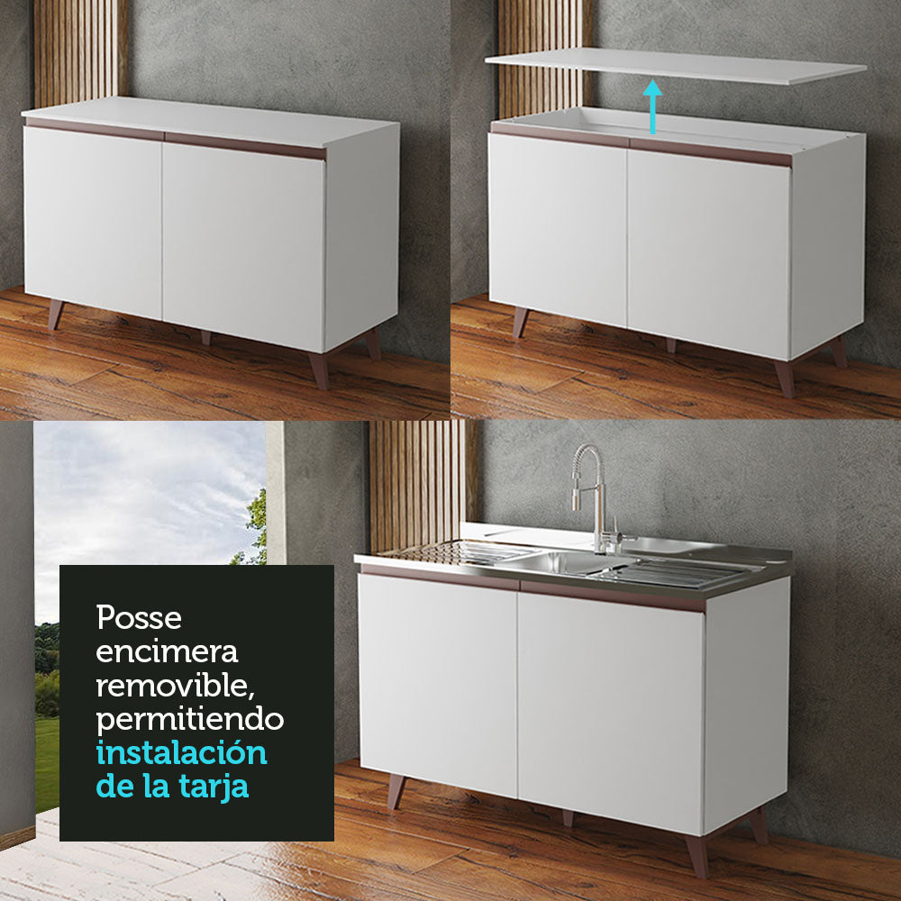 Bajo Mesada para Bacha 120 cm 2 Puertas Blanco Reims
