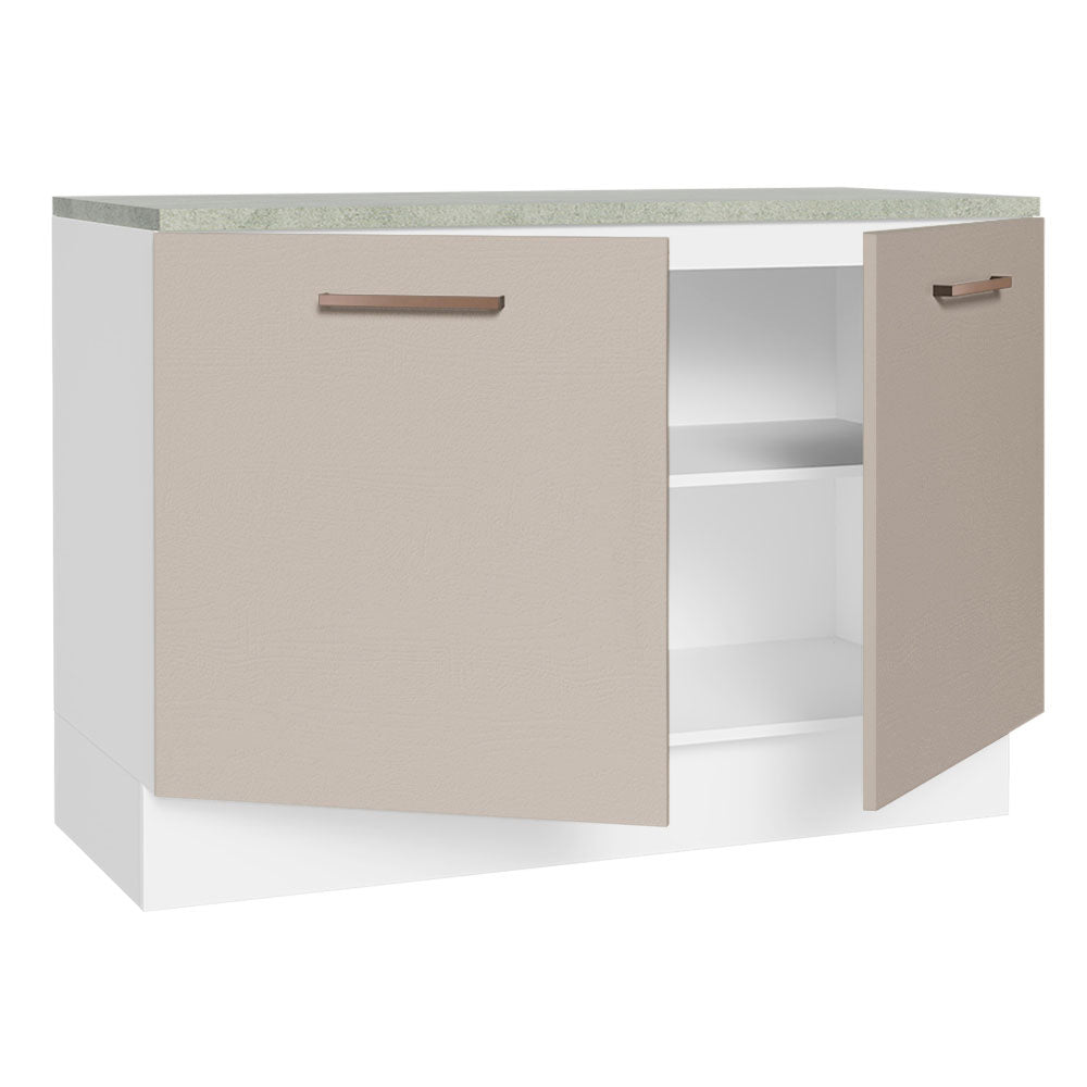 Bajo Mesada Cocina 120 cm 2 Puertas (Con Mesada) Blanco/Crema Agata Madesa