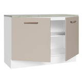 Bajo Mesada Cocina 120 cm 2 Puertas (Con Mesada) Blanco/Crema Agata Madesa