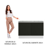 Bajo Mesada para Bacha 120 cm 2 Puertas (con Tapa) Glamy Blanco/Negro