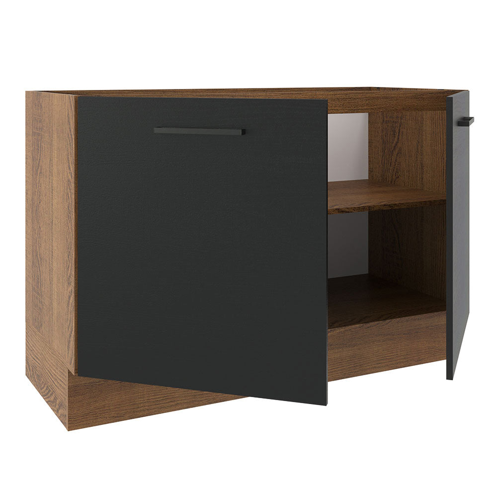 Bajo Mesada 120 cm Sin cajones 2 Puertas Agata Marrón/Negro