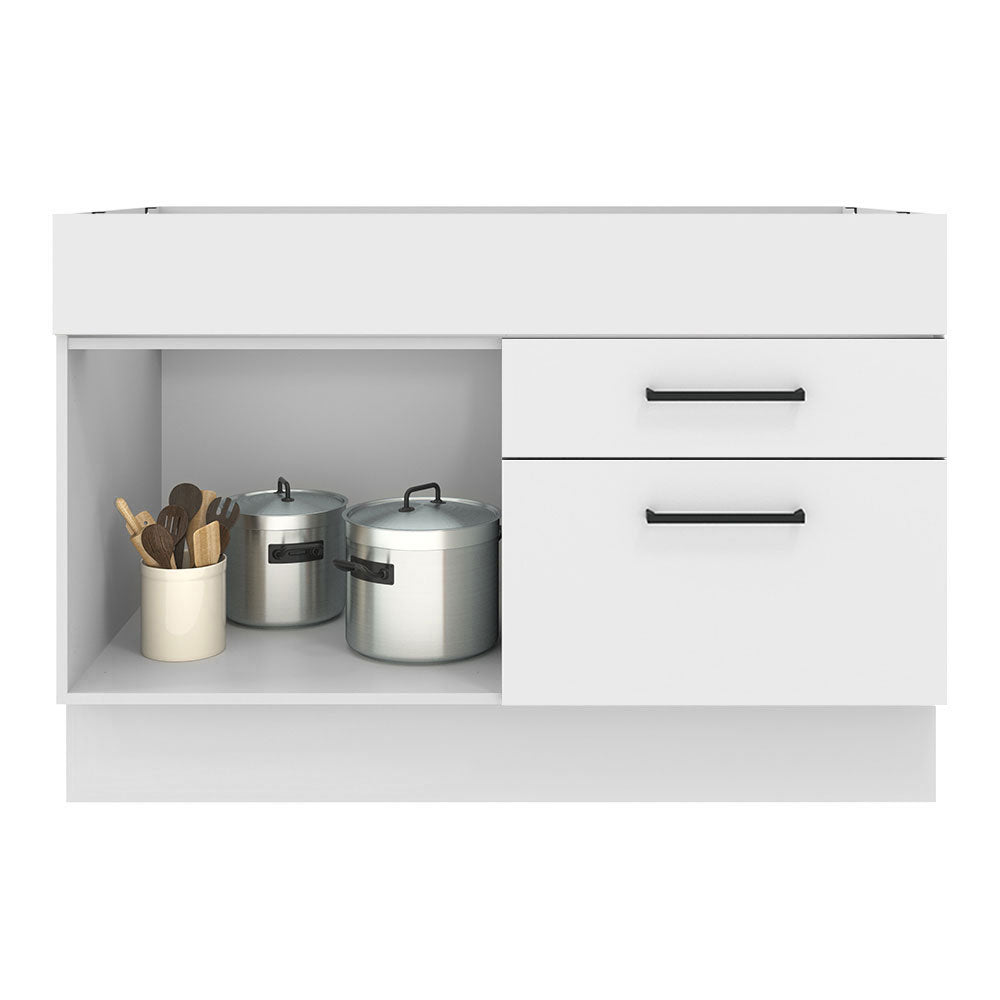 Bajo Mesada 120 x 52 cm 1 Puerta 2 Cajones Sin Mesada Blanco Agata Madesa