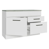 Bajo Mesada Cocina 120 cm 1 Puerta y 2 Cajones (Con Mesada) Blanco Agata Madesa