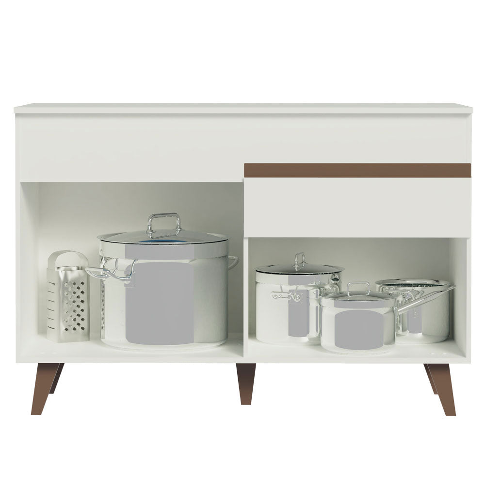 Bajo Mesada 120 cm 2 Puertas 1 Cajón con Patas Blanco Reims Madesa