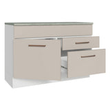 Bajo Mesada Cocina 120 cm 1 Puerta 2 Cajones (Con Mesada) Blanco/Crema Agata Madesa