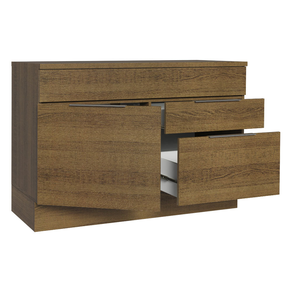 Bajo Mesada Cocina 120 cm 1 Puertas e 2 Cajones (Con Mesada) Marrón Stella Madesa