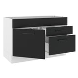 Bajo Mesada para Bacha 120 cm 2 Cajones 1 Puerta (Sin Mesada y Bacha) Blanco/Negro Agata Madesa