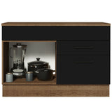 Bajo Mesada Cocina 120 cm 1 Puerta e 2 Cajones (Con Mesada) Marrón/Negro Agata Madesa