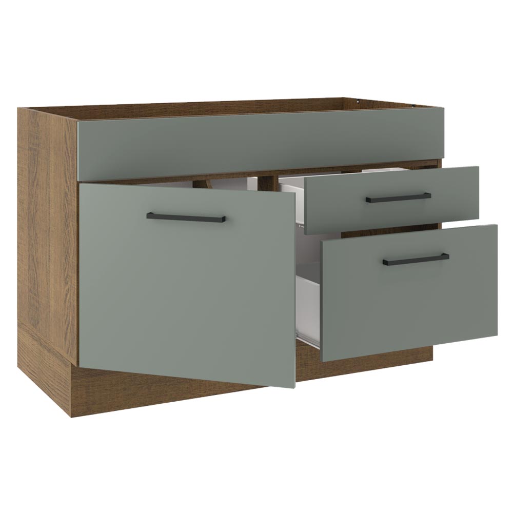 Bajo Mesada 120 cm 2 Cajones 1 Puerta Agata Marrón/Gris