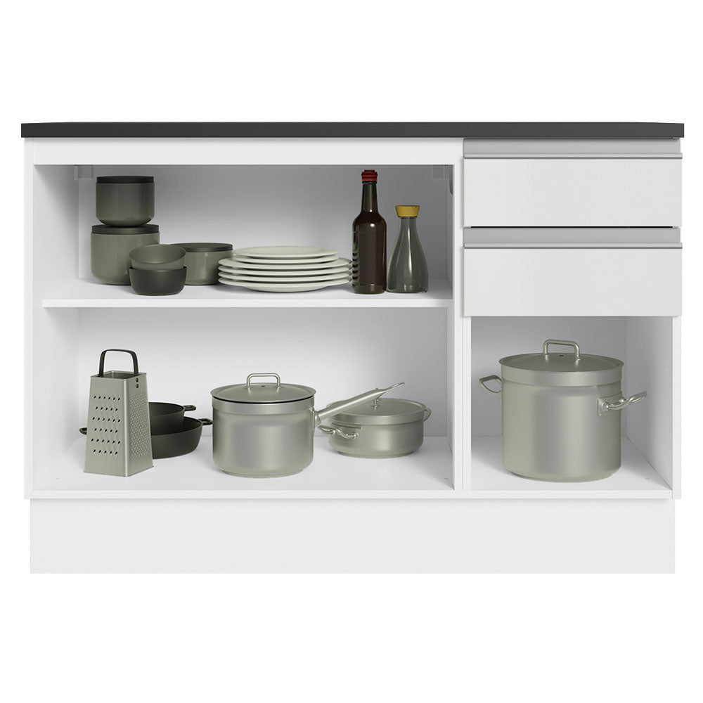 Bajo Mesada Cocina 100% MDF 120 cm 3 Puertas e 2 Cajones Blanco Acordes Madesa