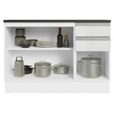 Bajo Mesada Cocina 100% MDF 120 cm 3 Puertas e 2 Cajones Blanco Acordes Madesa