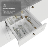 Bajo Mesada de Cocina 120 cm 2 Puertas 3 Cajones Blanco Vik Madesa