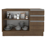 Bajo Mesada para Bacha 120 cm 2 Puertas y 3 Cajones (Sin Mesada) Marrón Glamy