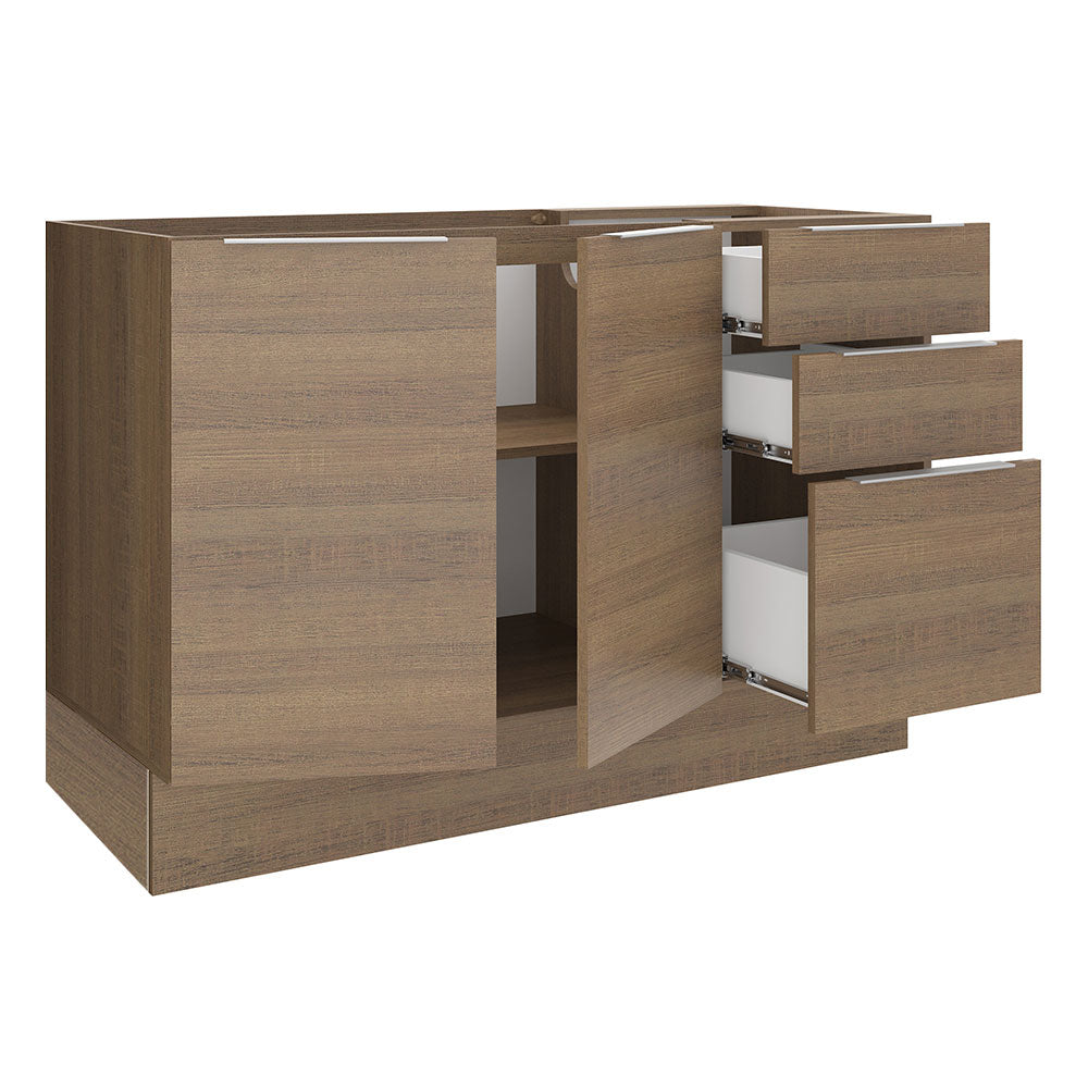 Bajo Mesada 120 cm 3 Cajones 2 Puertas Stella Marrón