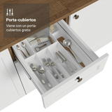 Bajo Mesada de Bacha 120 cm 2 Puertas 3 Cajones (Sin Mesada) Marrón/Blanco Vik Madesa
