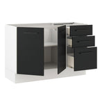 Bajo Mesada 120 x 52 cm 2 Puertas 3 Cajones Sin Mesada Blanco/Negro Agata Madesa