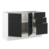 Bajo Mesada para Bacha 120 cm 3 Cajones 2 Puertas (Sin Mesada y Bacha) Blanco/Negro Agata Madesa