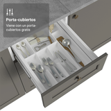 Bajo Mesada de Cocina 120 cm 2 Puertas 3 Cajones Blanco/Gris Vik Madesa