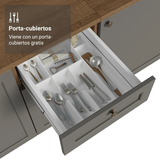 Bajo Mesada de Bacha 120 cm 2 Puertas 3 Cajones (Sin Mesada) Marrón/Gris Vik Madesa
