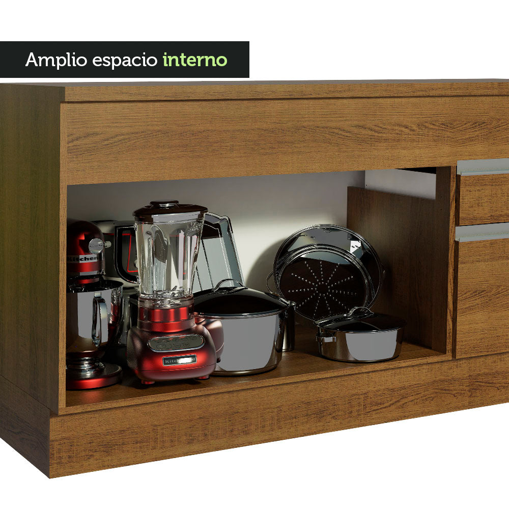 Bajo Mesada para Bacha 150 cm 2 Puertas y 2 Cajones (Con Tapa) Glamy Marrón