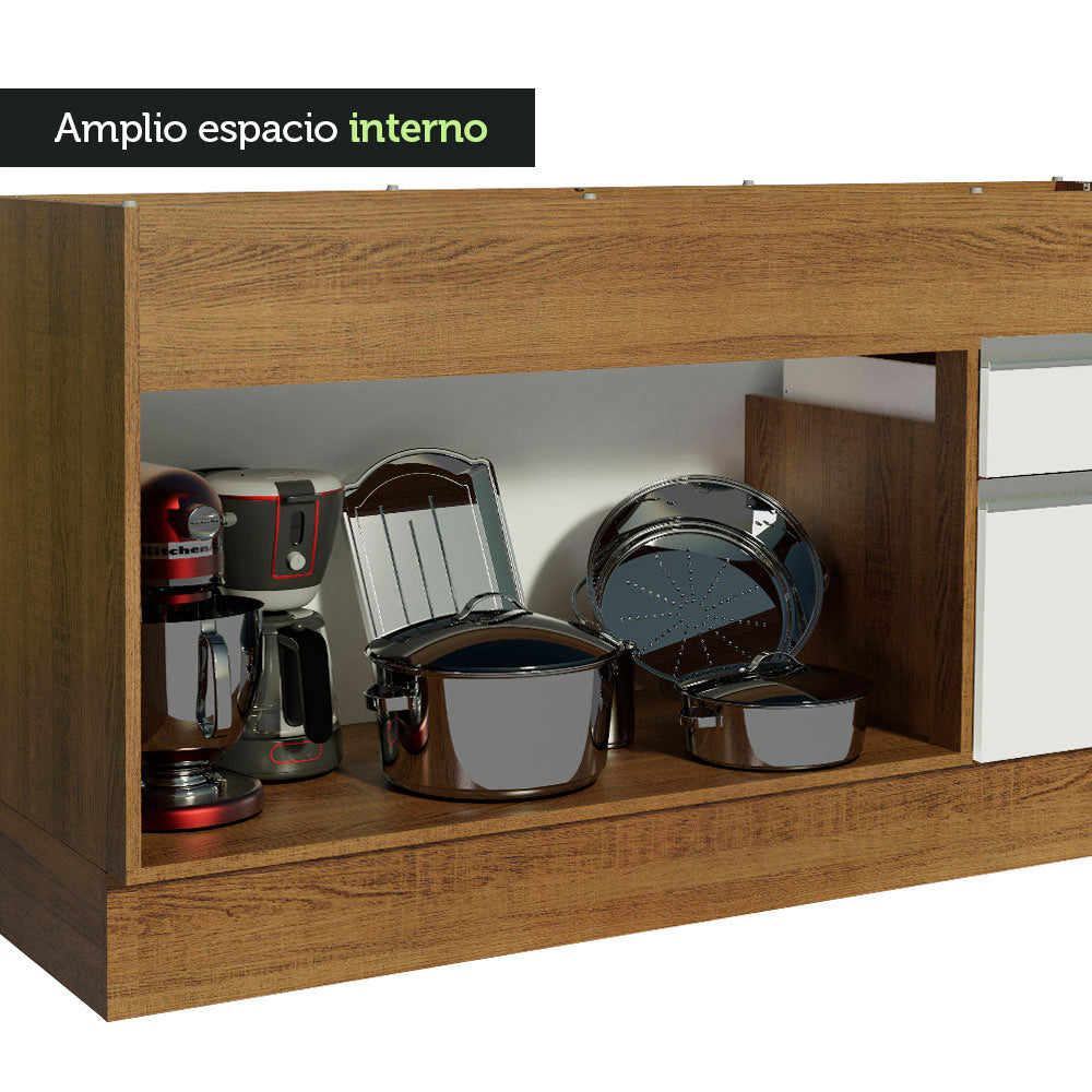 Bajo Mesada para Bacha 150 cm 2 Puertas y 2 Cajones (Sin Tapa Ni Bacha) Glamy Marrón/Blanco