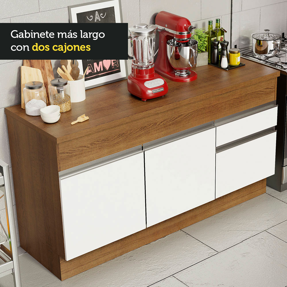 Bajo Mesada para Bacha 150 cm 2 Puertas y 2 Cajones (Con Tapa) Glamy Marrón/Blanco