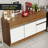 Bajo Mesada para Bacha 150 cm 2 Puertas y 2 Cajones (Con Tapa) Glamy Marrón/Blanco