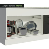 Bajo Mesada Cocina 150 cm 2 Puertas e 2 Cajones (Con Mesada) Blanco/Negro Agata Madesa