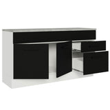 Bajo Mesada Cocina 150 cm 2 Cajones 2 Puertas (Con Mesada) Blanco/Negro Agata Madesa