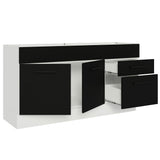 Bajo Mesada Cocina 150 cm 2 Puertas e 2 Cajones (Sin Mesada y Bacha) Blanco/Negro Agata Madesa