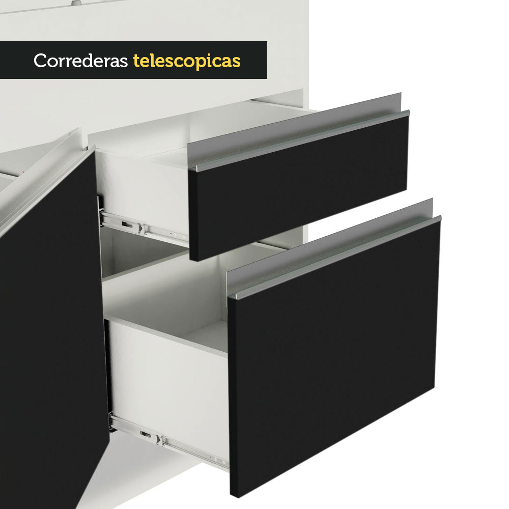 Bajo Mesada Cocina Madesa Glamy 150 cm 2 Puertas Blanco/Negro