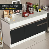 Bajo Mesada Cocina Madesa Glamy 150 cm 2 Puertas con Tapa Blanco/Negro