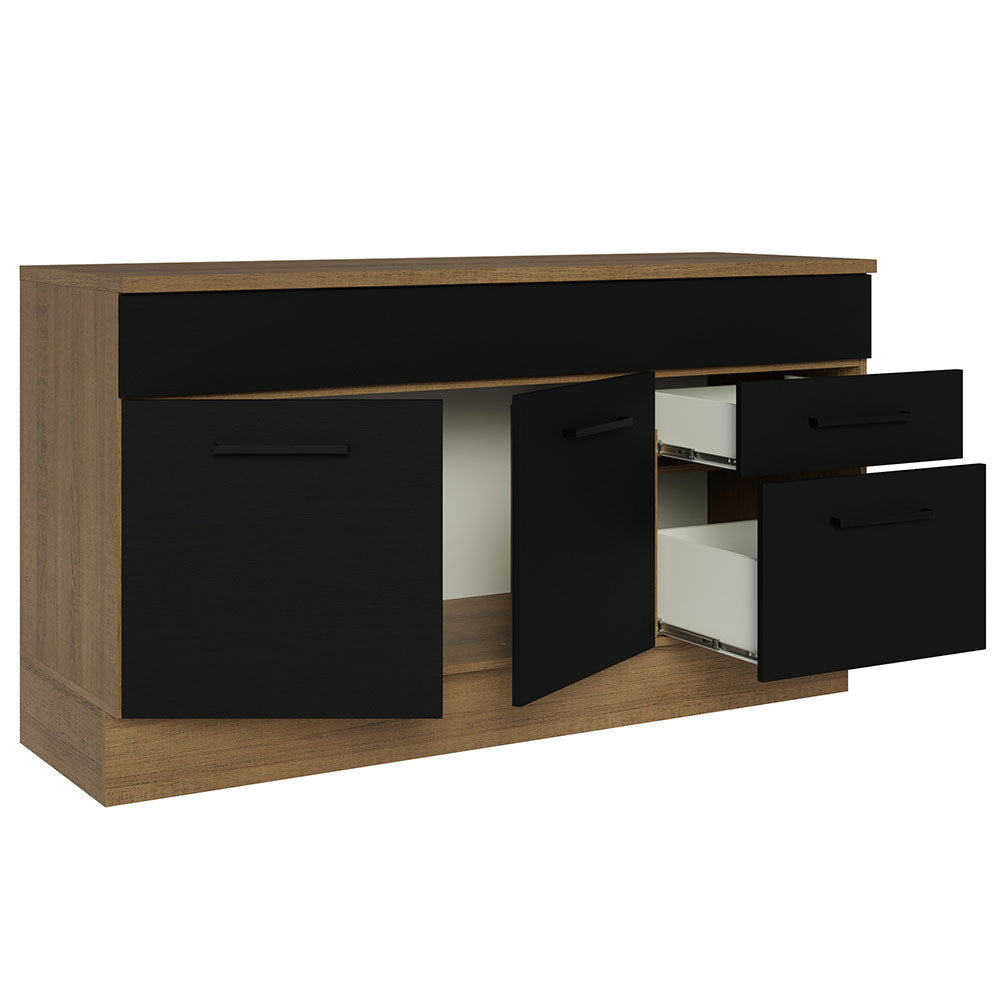 Bajo Mesada Cocina 150 cm 2 Cajones 2 Puertas (Con Mesada) Marrón/Negro Agata Madesa