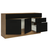 Bajo Mesada Cocina 150 cm 2 Puertas e 2 Cajones (Sin Mesada y Bacha) Marrón/Negro Agata Madesa