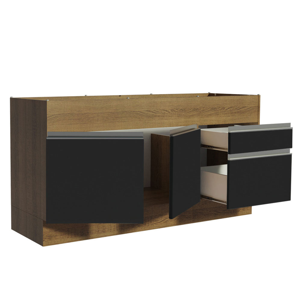 Bajo Mesada Cocina Madesa Glamy 150cm 2 Puertas sin Bacha Marrón/Negro