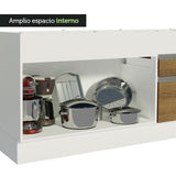 Bajo Mesada para Bacha 150 cm 2 Puertas y 2 Cajones (Sin Mesada) Glamy Blanco/Marrón