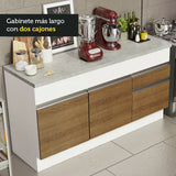 Bajo Mesada para Bacha 2 Puertas 2 Cajones 150cm (Con Tapa) Blanco/Marrón Glamy