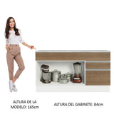 Bajo Mesada para Bacha 150 cm 2 Puertas y 2 Cajones (Con Mesada) Glamy Blanco/Rustic