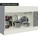 Bajo Mesada 150 cm 2 Cajones 2 Puertas Agata Blanco/Gris