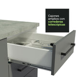 Bajo Mesada Cocina 150 cm 2 Cajones 2 Puertas (Con Mesada) Blanco/Gris Agata Madesa
