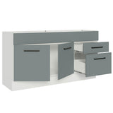 Bajo Mesada Cocina 150 cm 2 Puertas e 2 Cajones (Sin Mesada y Bacha) Blanco/Gris Agata Madesa