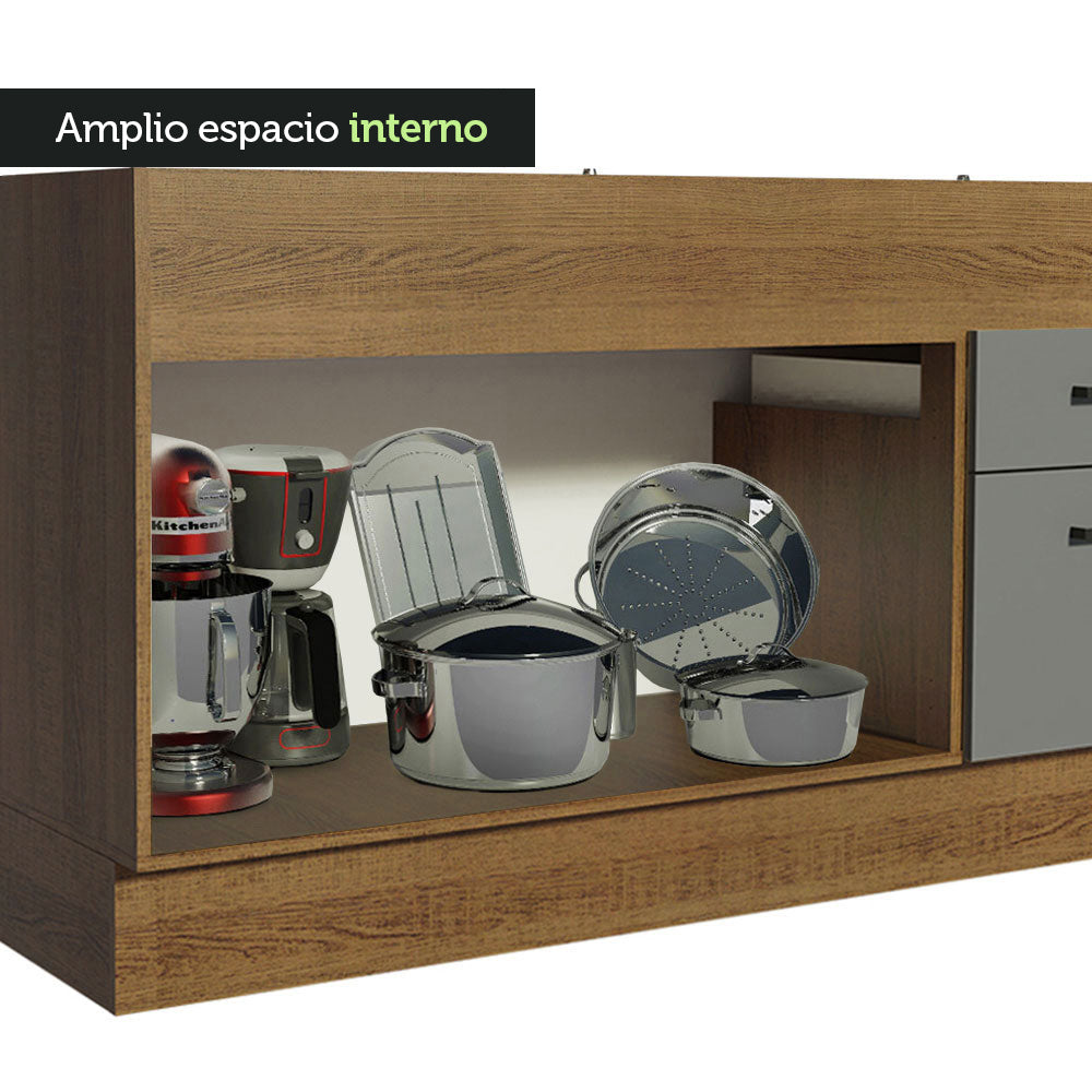 Bajo Mesada 150 cm 2 Cajones 2 Puertas Agata Marrón/Gris