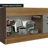 Bajo Mesada 150 cm 2 Cajones 2 Puertas Agata Marrón/Gris