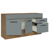 Bajo Mesada Cocina 150 cm 2 Puertas e 2 Cajones (Sin Mesada y Bacha) Marrón/Gris Agata Madesa