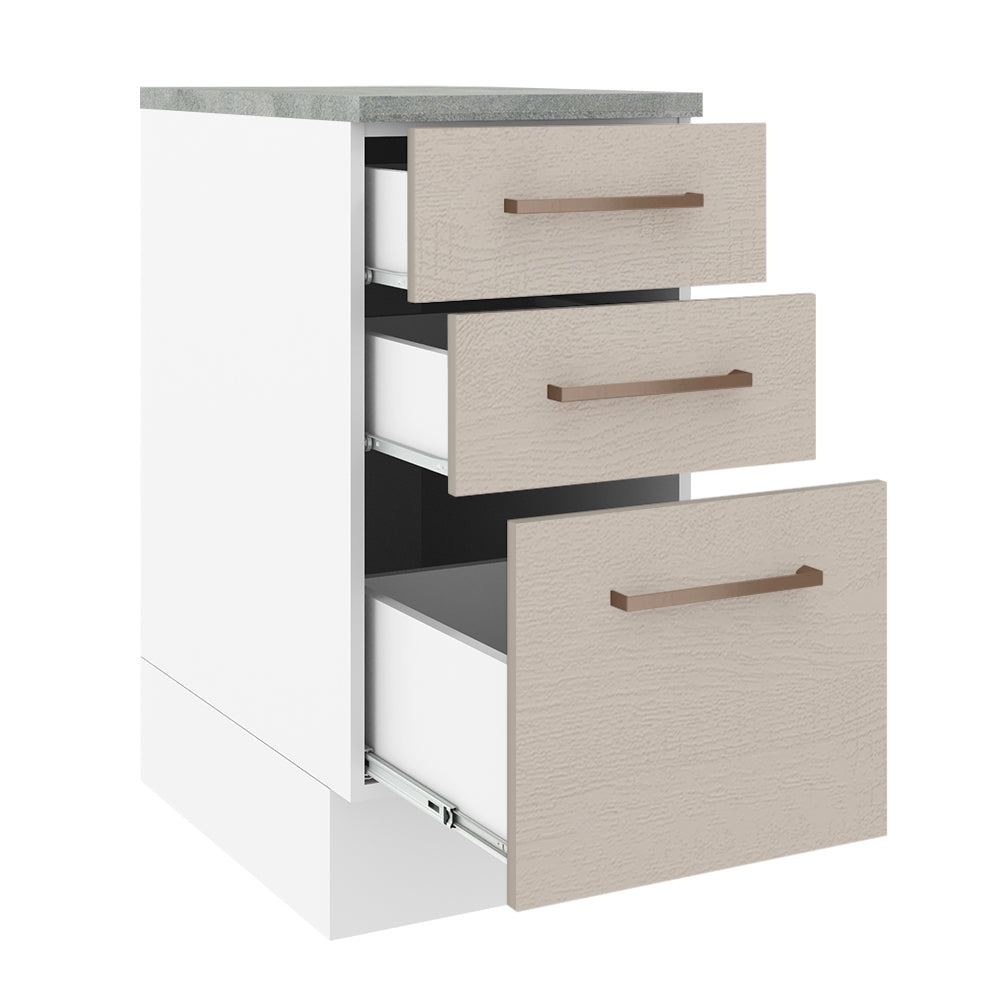Bajo Mesada 40 cm 3 Cajones Agata Blanco/Crema