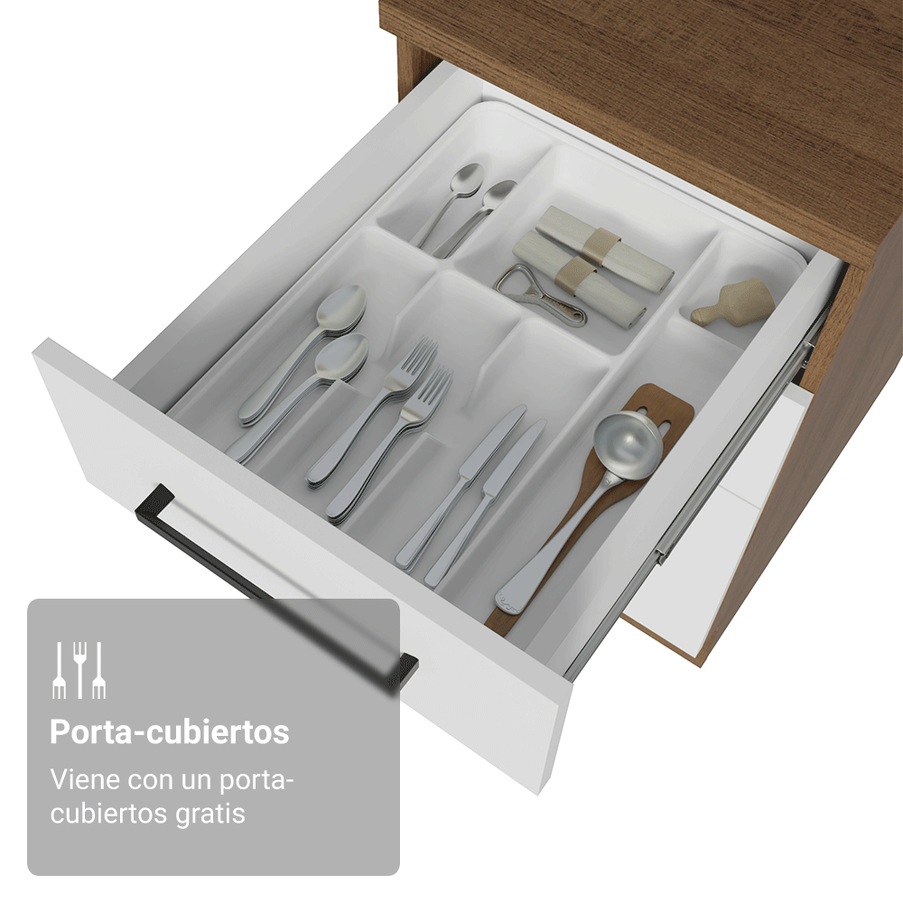 Bajo Mesada 40 cm 3 Cajones Sin Mesada Marrón/Blanco Agata Madesa