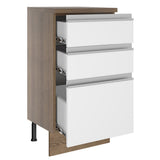 Bajo Mesada 40 cm 3 Cajones Glamy Marrón/Blanco
