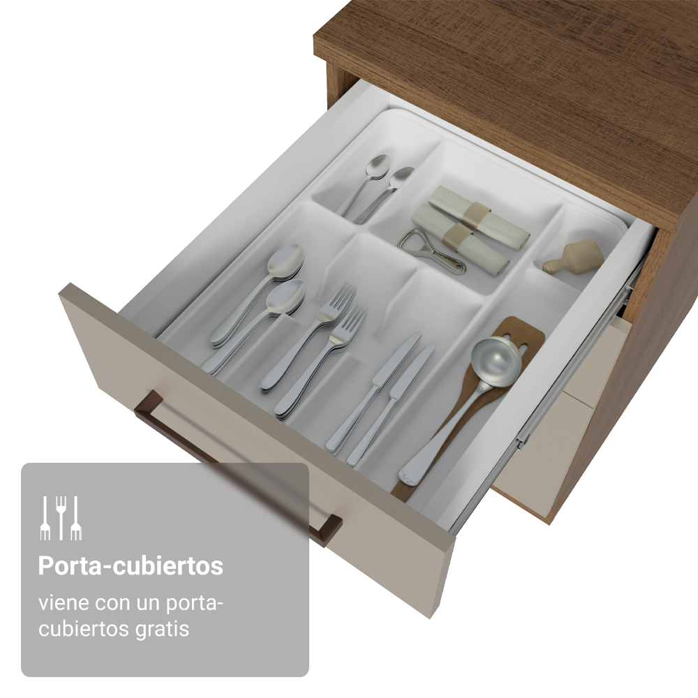 Bajo Mesada 40 cm 3 Cajones Sin Mesada Marrón/Crema Agata Madesa